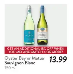 Fresh Thyme Oyster Bay or Matua Sauvignon Blanc offer
