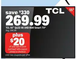 Meijer TCL 55'' QLED 4K UHD HDR Smart TV offer