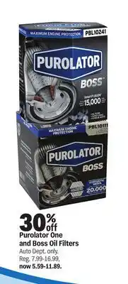 Meijer Purolator One and Boss Oil Filters offer