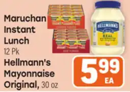 Tony’s Fresh Market Maruchan Instant Lunch, 12 Pk Hellmann's Mayonnaise Original, 30oz offer