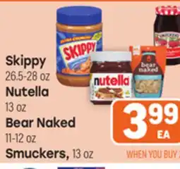 Tony’s Fresh Market Skippy 26.5-28 oz Nutella 13 oz Bear Naked 11-12 oz Smuckers 13 oz offer
