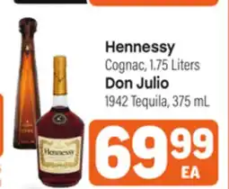 Tony’s Fresh Market Hennessy Cognac, 1.75 Liters, Don Julio 1942 Tequila, 375mL offer