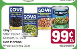 Tony’s Fresh Market Goya Select Canned Beans or Gandules, 15–15.5 oz, San Marcos Whole Jalapeños, 26 oz offer
