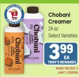Tony’s Fresh Market Chobani Creamer offer