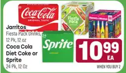 Tony’s Fresh Market Jarritos Fiesta Pack Drinks, 12Pk, 12oz Coca Cola Diet Coke or Sprite 24 Pk, 12 Oz offer