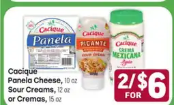 Tony’s Fresh Market Cacique Panela Cheese, 10oz Sour Creams, 12oz or Cremas, 15oz offer