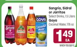 Tony’s Fresh Market Sangría, Sidral or Jarritos Select Drinks 1.5 Liters Goya Coconut Water, 17.6oz offer