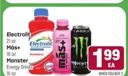 Tony’s Fresh Market Electrolit 21oz Más+ 16oz Monster Energy Drinks 16oz offer