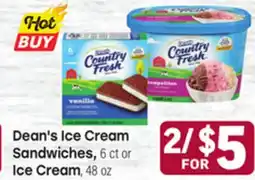 Tony’s Fresh Market Dean's Ice Cream Sandwiches,, ct 6 ct or Ice cream, 48 oz offer