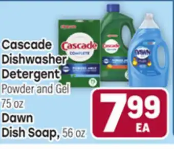 Tony’s Fresh Market Cascade Dishwasher Powder and Gel 75 oz, Dawn Dish Soap, 56 oz offer