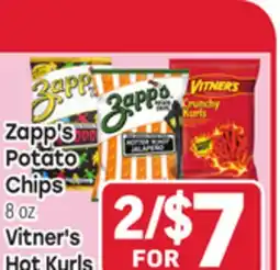 Tony’s Fresh Market Zapp's Potato Chips 8 oz, Vitner's Hot Kurls 8.75 oz offer