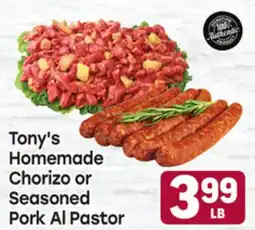 Tony’s Fresh Market Tony's Homemade Chorizo or Seasoned Pork Al Pastor offer