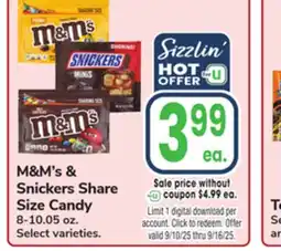 Jewel-Osco M&M's & Snickers Share Size Candy offer