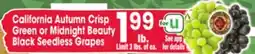 Jewel-Osco California Autumn Crisp Green or Midnight Beauty Black Seedless Grapes offer