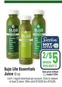 Jewel-Osco Suja Life Essentials Juice offer