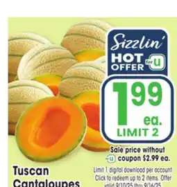 Jewel-Osco Tuscan Cantaloupes offer