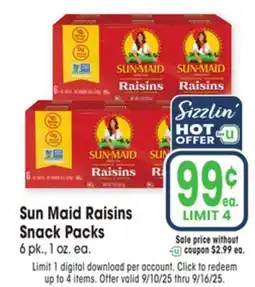 Jewel-Osco Sun Maid Raisins Snack Packs offer