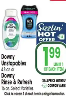Jewel-Osco Downy Unstopables 4.8 oz. or Downy Rinse & Refresh 16 oz offer