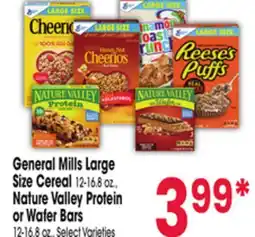 Jewel-Osco General Mills Large Size Cereal 12-16.8 oz., Nature Valley Protein or Wafer Bars 12-16.8 oz offer