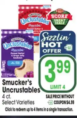 Jewel-Osco Smucker's Uncrustables offer