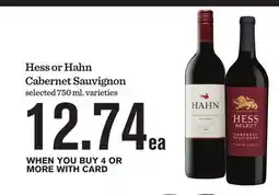 Mariano's Hess or Hahn Cabernet Sauvignon offer