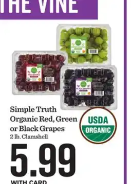 Mariano's Simple Truth Organic Red, Green or Black Grapes offer