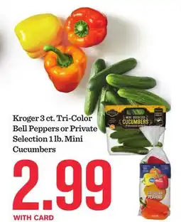 Mariano's Kroger 3 ct. Tri-Color Bell Peppers or Private Selection 1 lb. Mini Cucumbers offer