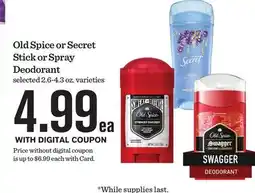 Mariano's Old Spice or Secret Stick or Spray Deodorant offer
