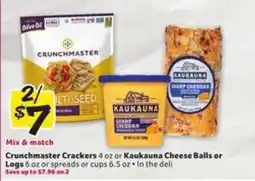 Winn Dixie Crunchmaster Crackers or Kaukauna Cheese Balls or Logs offer