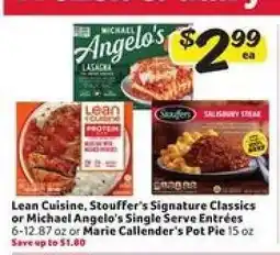 Winn Dixie Lean Cuisine, Stouffer's Signature Classics or Michael Angelo's Single Serve Entrées offer