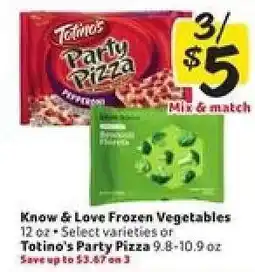 Winn Dixie Know & Love Frozen Vegetables or Totino's Party Pizza offer