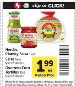 Safeway Herdez Chunky Salsa offer
