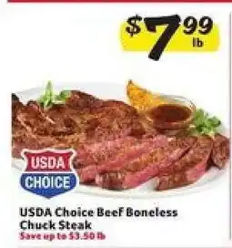 Winn Dixie USDA Choice Beef Boneless Chuck Steak offer