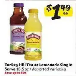 Winn Dixie Turkey Hill Tea or Lemonade Single Serve offer