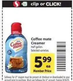 Safeway Coffee mate Creamer offer