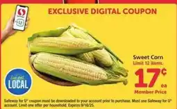 Safeway Sweet Corn offer