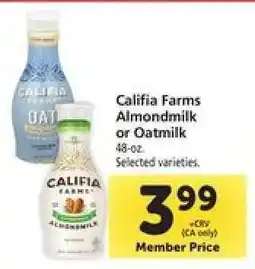 Safeway Califia Farms Almondmilk, or Oatmilk offer