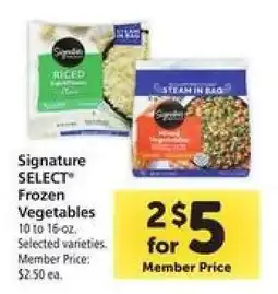Safeway Signature Select Frozen Vegetables offer