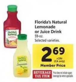 Safeway Florida's Natural Lemonade or Juice Drink offer