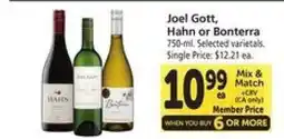 Safeway Joel Gott, Hahn or Bonterra offer