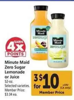 Safeway Minute Maid Zero Sugar Lemonade or Juice offer