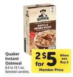 Safeway Quaker Instant Oatmeal offer