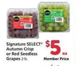 Safeway Signature SELECT Autumn Crisp or Red Seedless Grapes offer