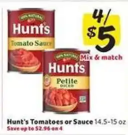 Winn Dixie Hunt's Tomatoes or Sauce offer