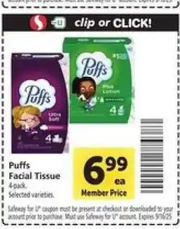 Safeway Puffs Facial Tissue offer