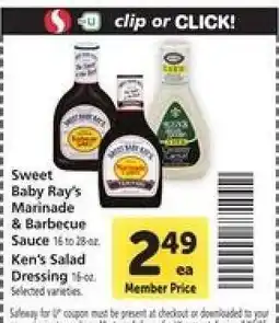 Safeway Sweet Baby Ray's Marinade & Barbecue Sauce, Ken's Salad Dressing offer