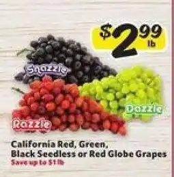 Winn Dixie California Red, Green, Black Seedless or Red Globe Grapes offer
