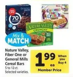 Safeway Nature Valley, Fiber One Or General Mills Cereal Bars offer