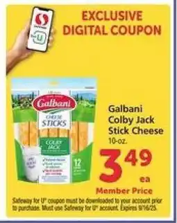 Safeway Galbani Colby Jack Stick Cheese offer