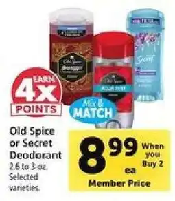 Safeway Old Spice or Secret Deodorant offer